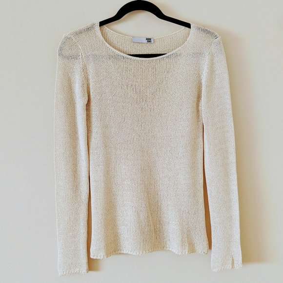 Anine Bing Sweaters - ANINE BING CREAM KNIT SWEATER SIZE SMALL